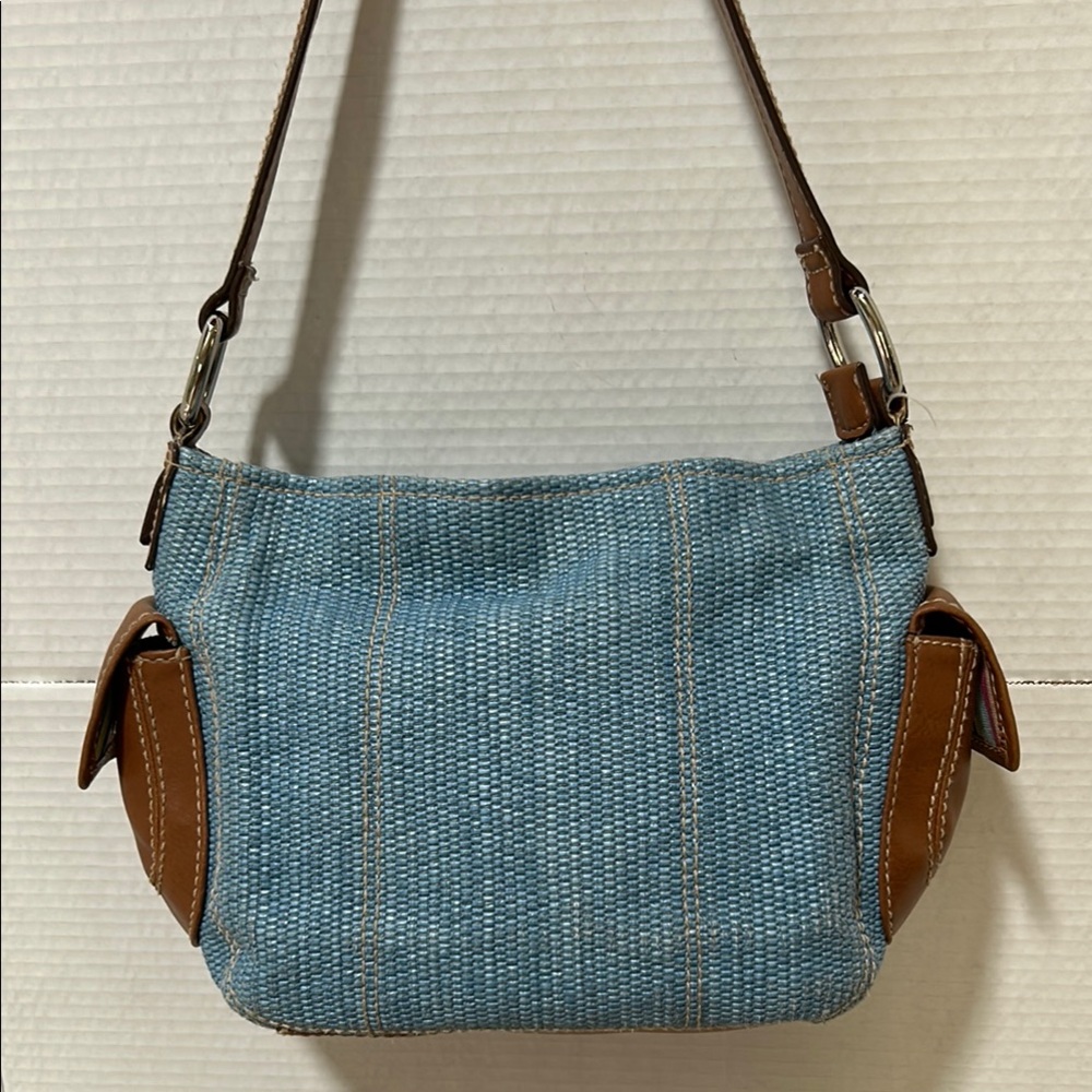 Fossil vintage blue woven shoulder bag